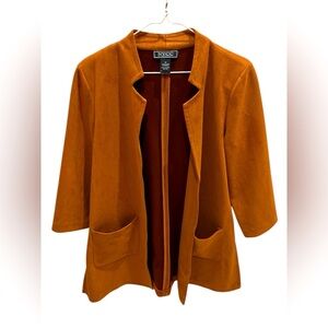 NYCC Blazer Womens Jacket Brown Faux Suede Open Face Work Office Casual Medium